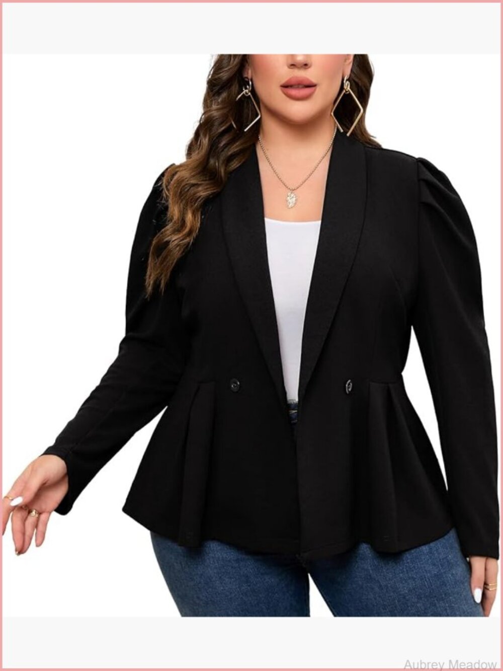 Plus Size Peplum Blazers & Suit Jackets Work Casual Long Sleeve Shawl Lapel